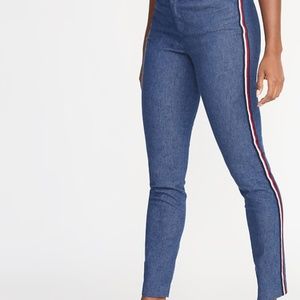 Mid-Rise Pixie Side-Stripe Ankle Pants new blue